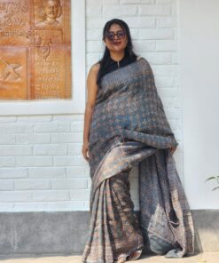 Maslin Natural Dye Kantha Saree from Bangladesh