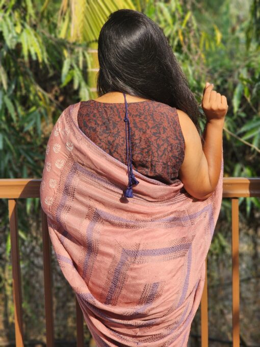 Maslin Natural Dye Kantha Saree from Bangladesh