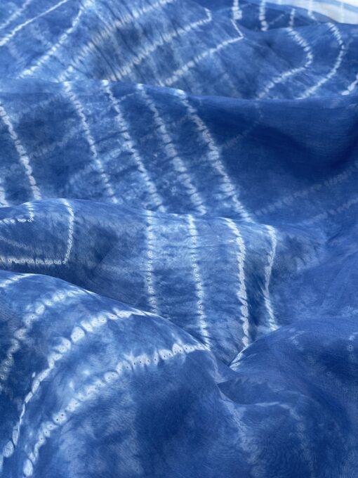 Shibori Indigo Maslin Saree - Image 7