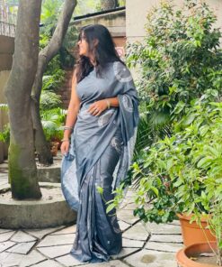 Oxidized tone Balaka Silk Shibori Saree