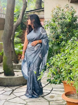 Oxidized tone Balaka Silk Shibori Saree