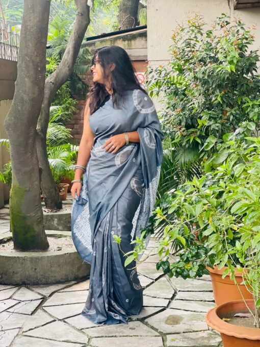 Oxidized tone Balaka Silk Shibori Saree