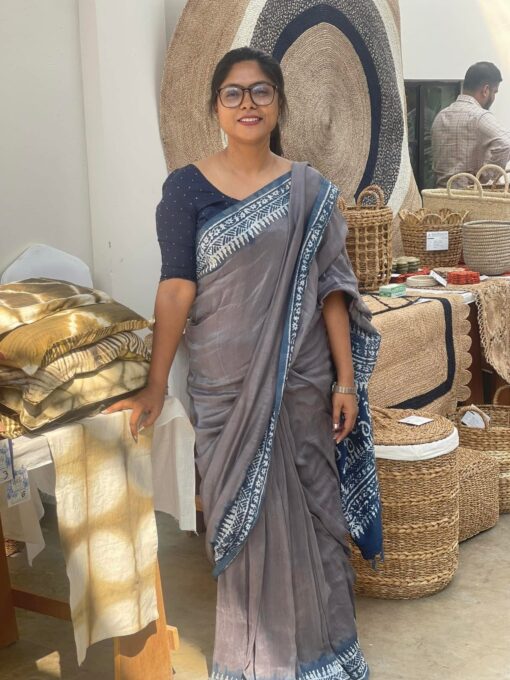 Natural Dye Half silk Saree from Bangladesh