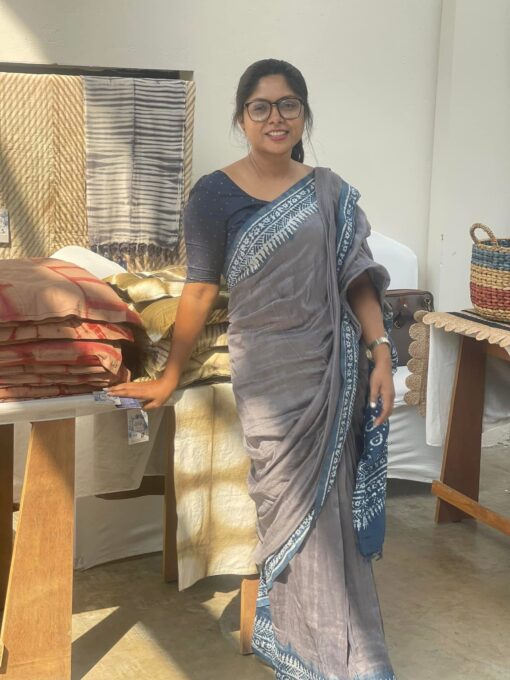 Natural Dye Half silk Saree from Bangladesh