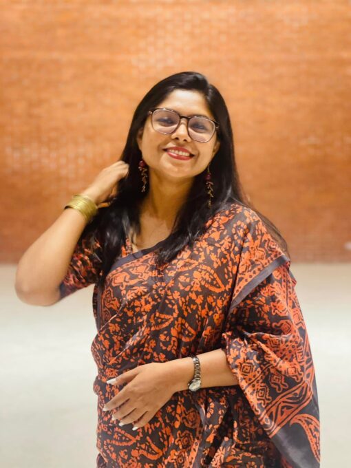 Natural Dye Half silk Saree from Bangladesh