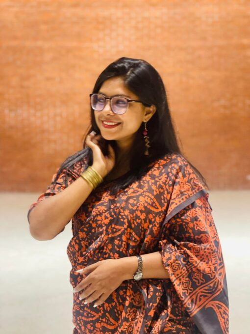 Natural Dye Half silk Saree from Bangladesh