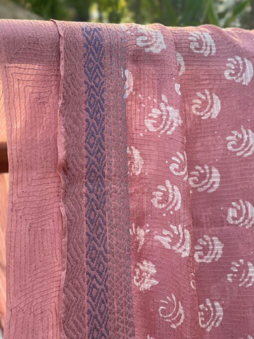 Maslin Natural Dye Kantha Saree from Bangladesh