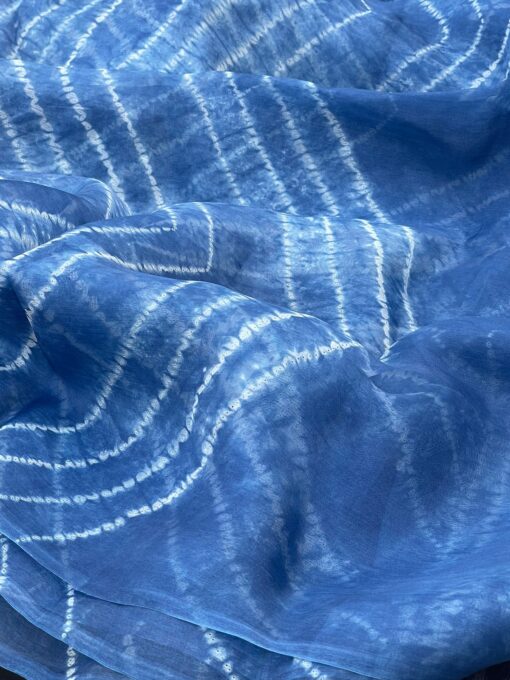 Shibori Indigo Maslin Saree - Image 8