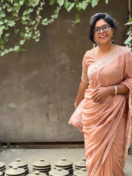 Natural Dye Half silk Saree from Bangladesh
