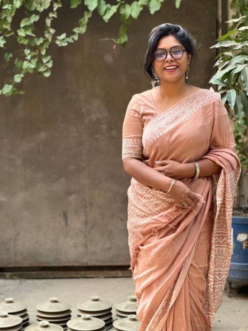 Natural Dye Half silk Saree from Bangladesh