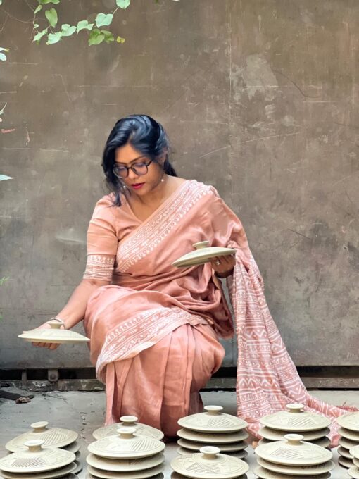 Natural Dye Half silk Saree from Bangladesh
