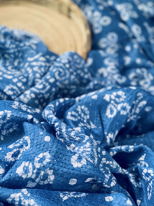 Indigo Maslin Natural Dye Kantha Saree from Bangladesh