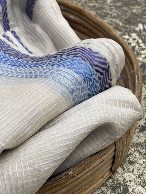 Maslin Natural Dye Kantha Saree from Bangladesh