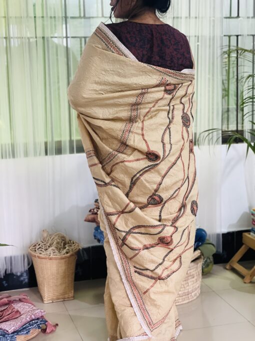 Stone Petel Silk Kantha Saree - Image 3
