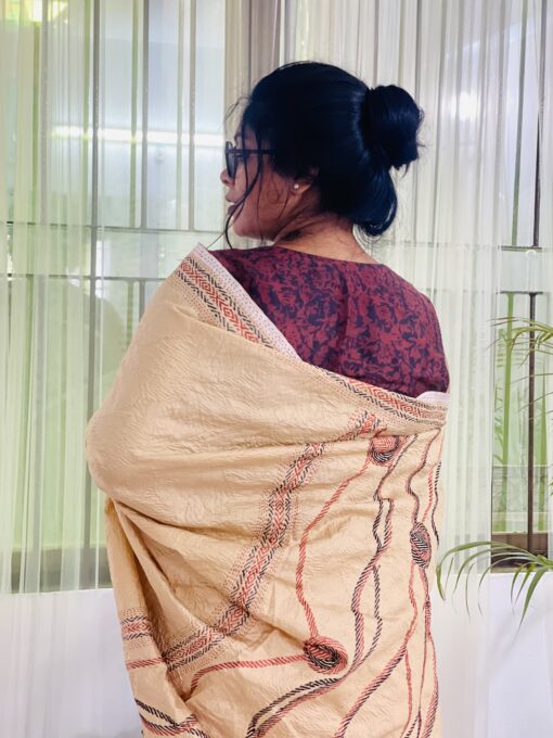 Stone Petel Silk Kantha Saree - Image 4