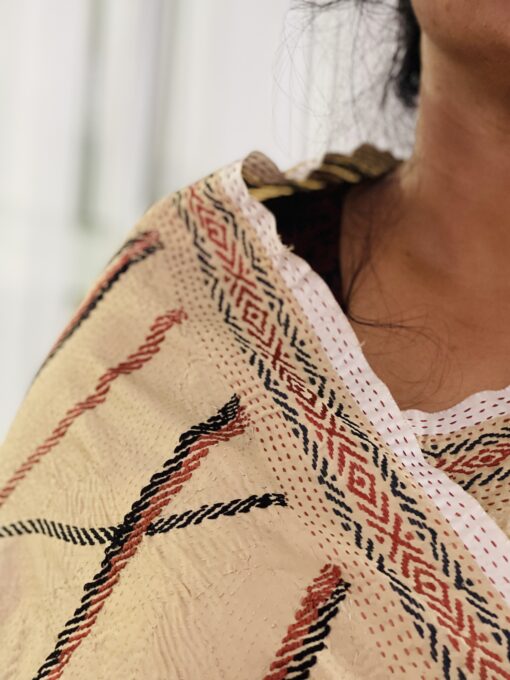 Stone Petel Silk Kantha Saree - Image 6