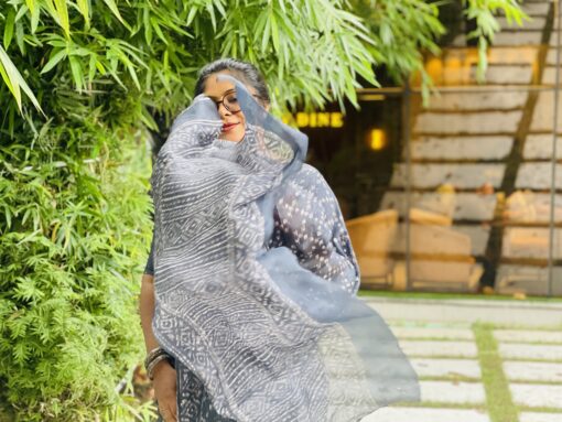 Dark indigo Soft Maslin Saree - Image 20