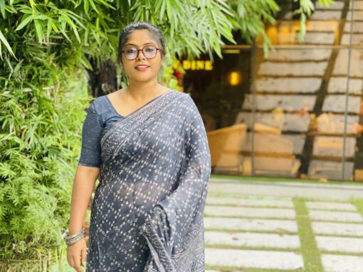 Dark indigo Soft Maslin Saree - Image 21