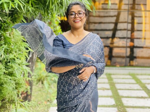 Dark indigo Soft Maslin Saree - Image 27