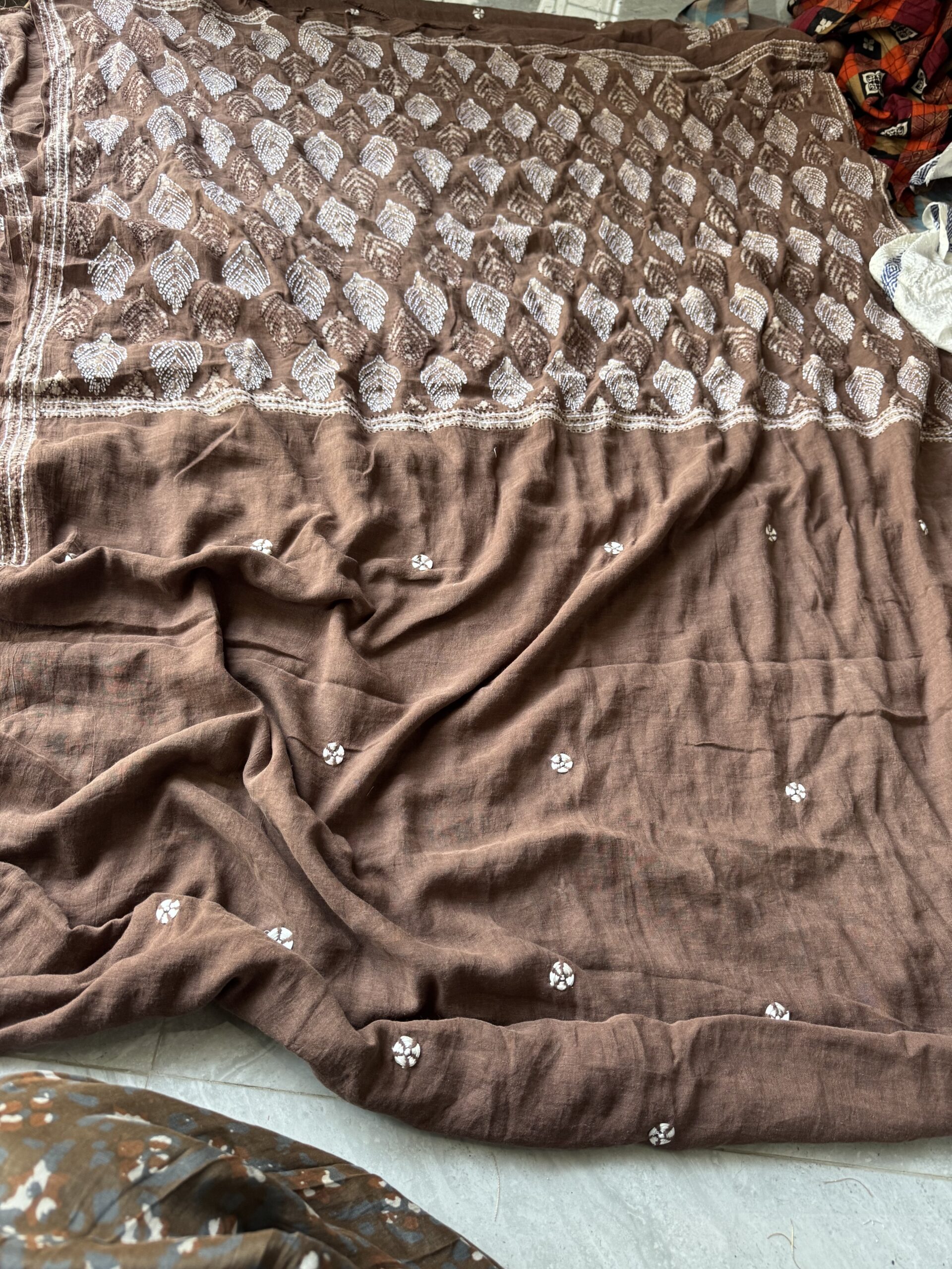Dried Rose Handloom Cotton Anokhi Kantha Saree - Image 16