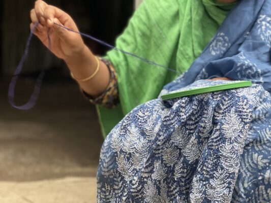 Handloom Cotton Kantha Indigo Saree in Bangladesh,nakshi handstitch