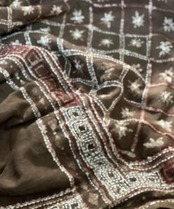 Alternative view of Mridula Brown Handloom Anokhi Kantha Saree