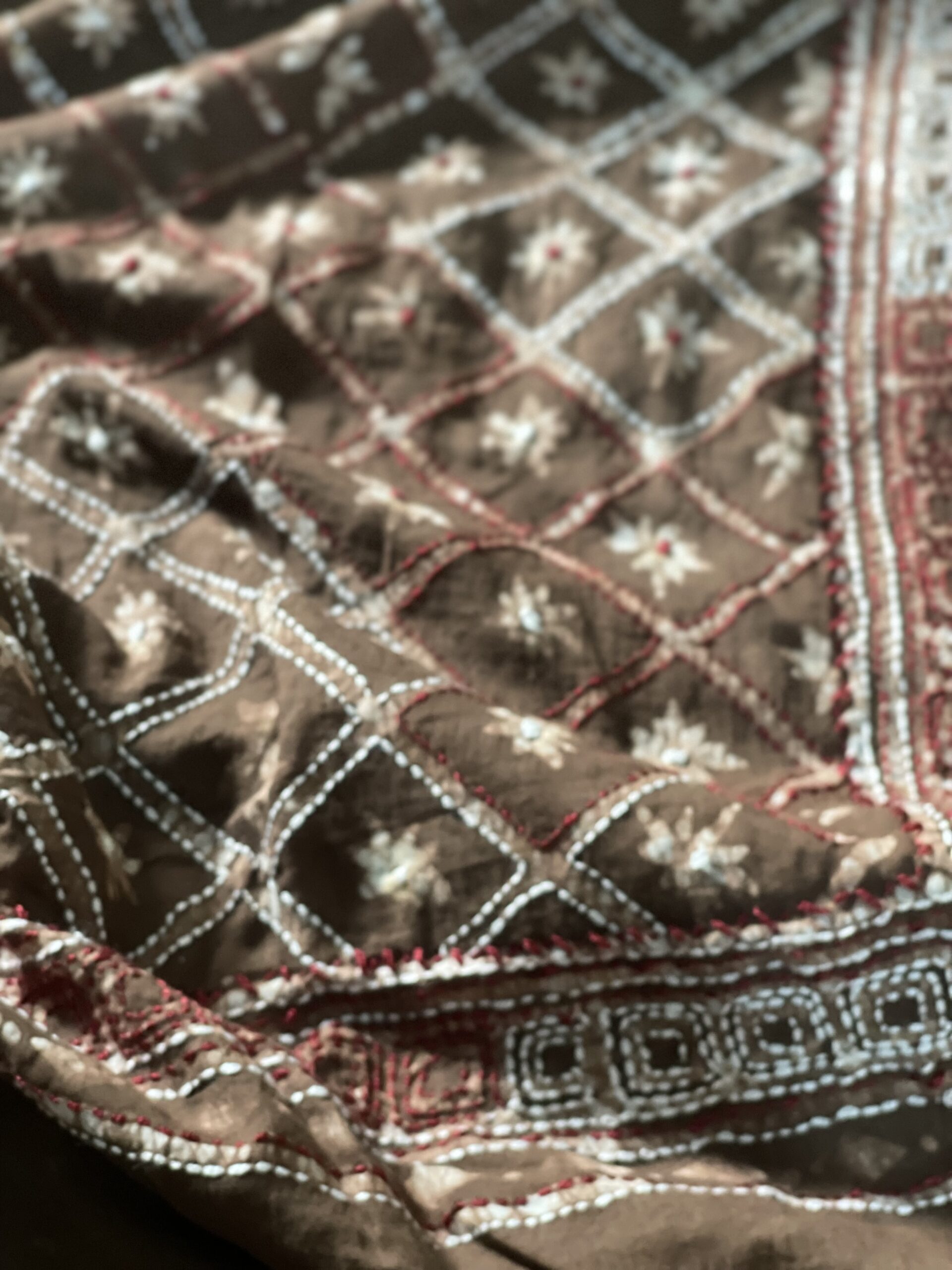 Mridula Brown Handloom Anokhi Kantha Saree - Image 4