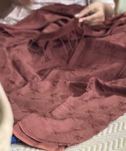 Alternative view of Clayfire Poddo Naturally Dyed Catechu Brown Kantha Saree