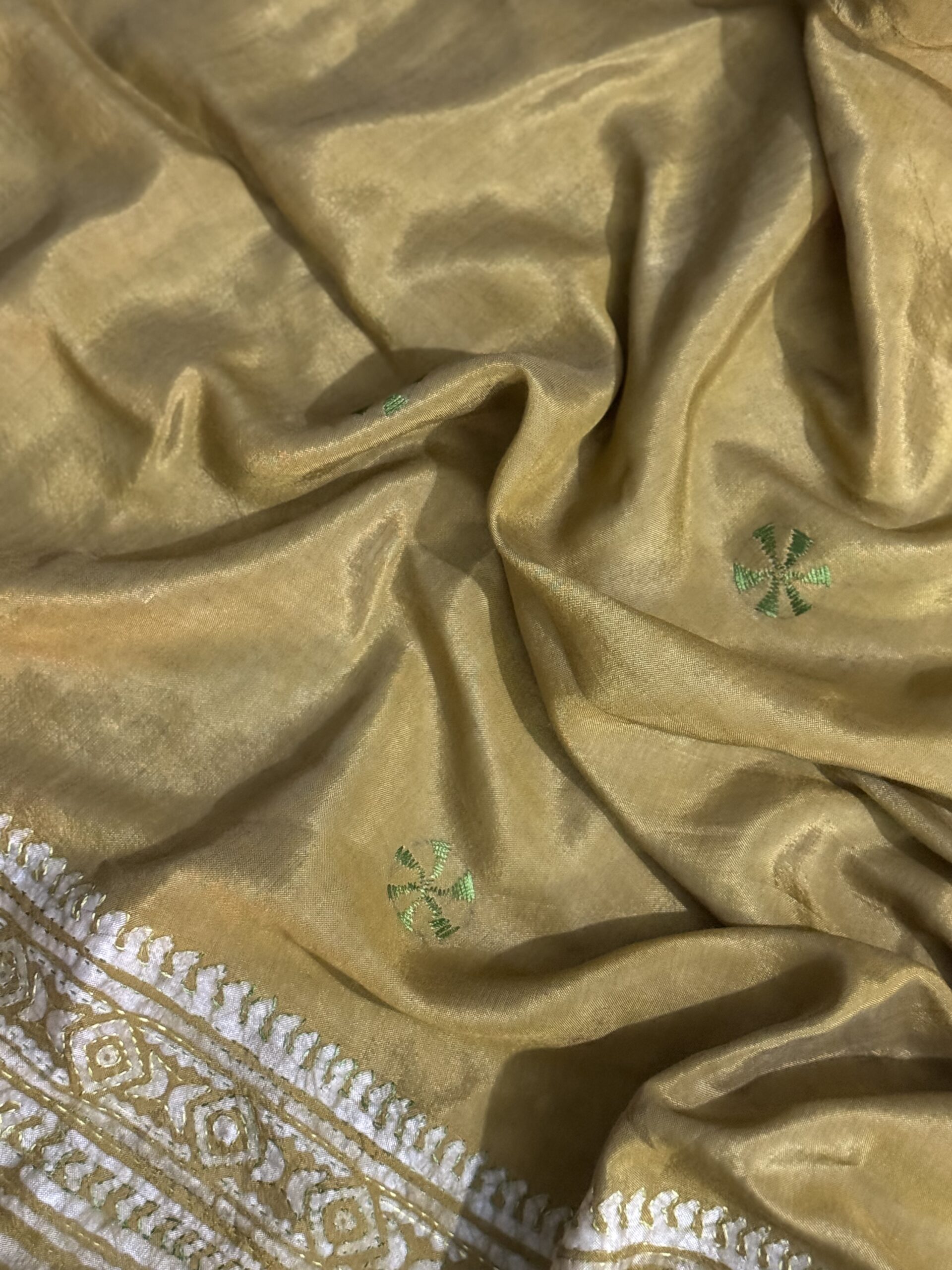 Kanak Prabha – Lime Gold Hand-Embroidered Silk Kurti Set - Image 13