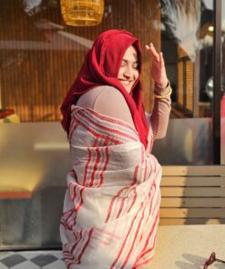 Pearl White Maslin Kantha Saree