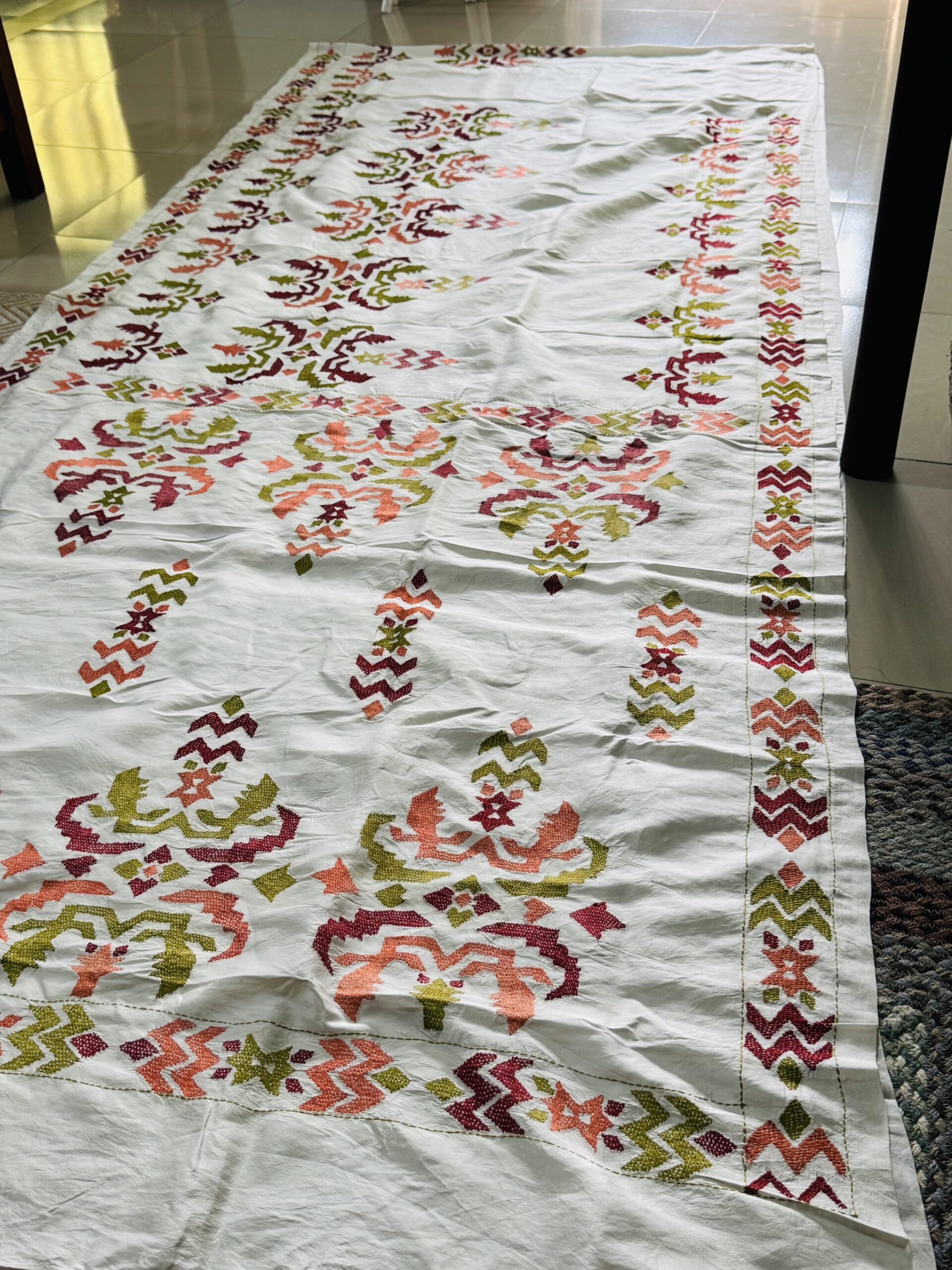 The Balaka Heirloom Multicolored Thread Kantha Saree - Image 10