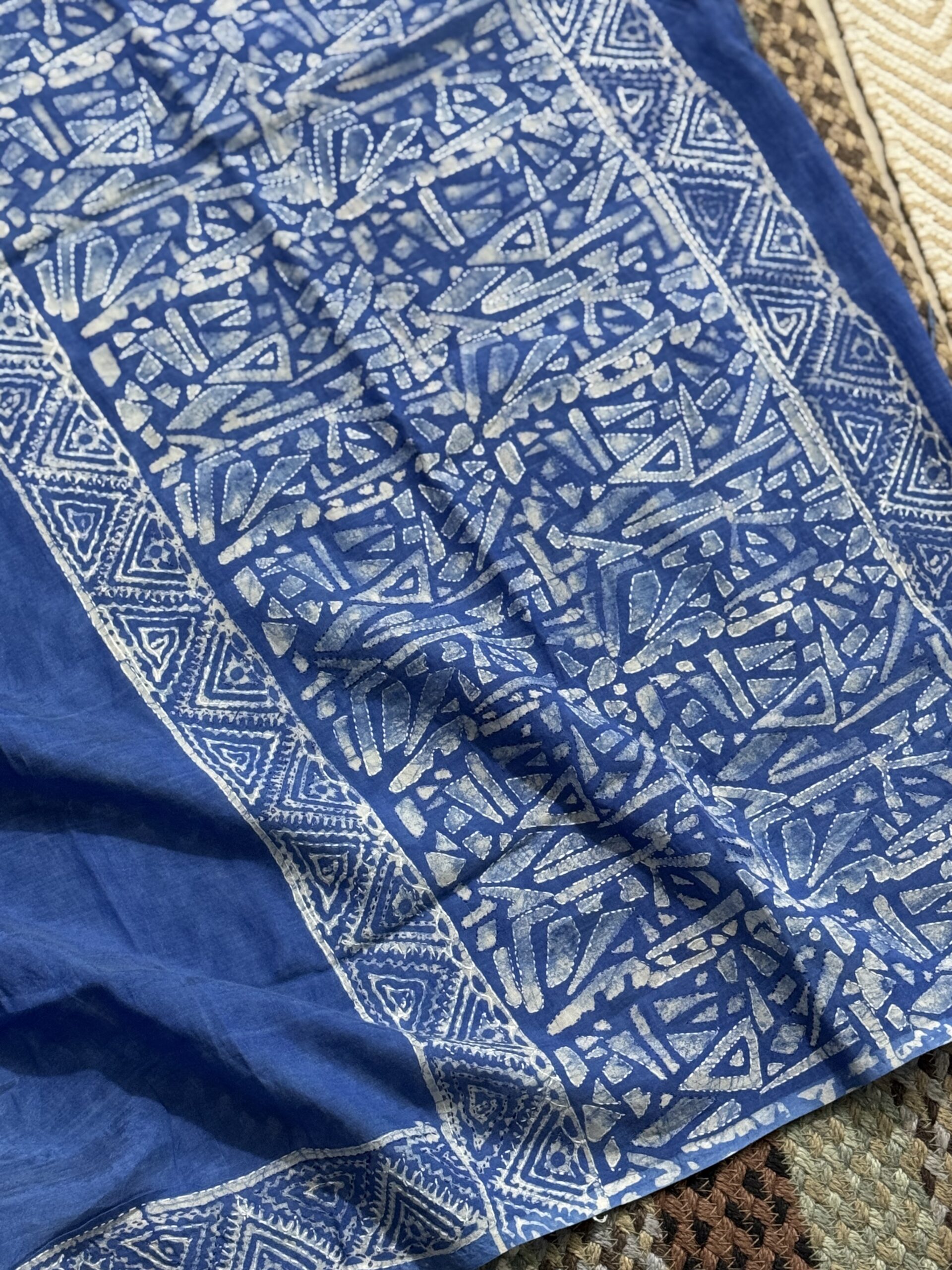 Indigo Reverie Silk Kantha Kurti, Kamij & Orna Set - Image 11